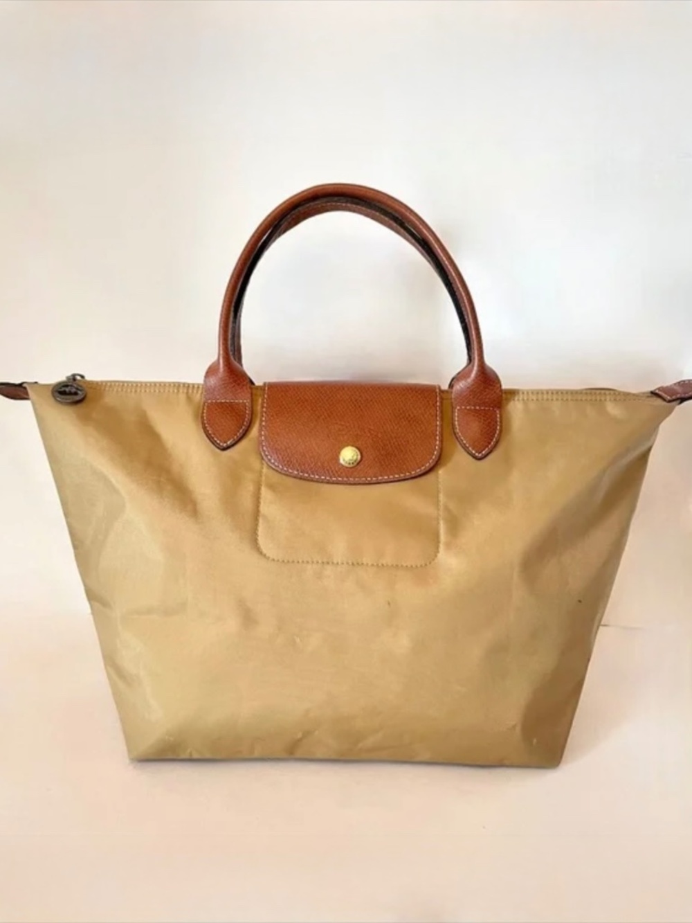 LONGCHAMP Le Pliage Medium Nylon Hand Bag Tote Desert Tan 1623089526